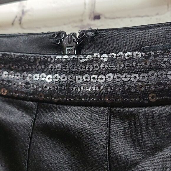 Carmen Marco Valvo Silk Black Sequined Full Midi Pleated Luxe Skirt Designer Vtg - Picture 3 of 12